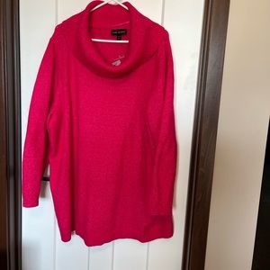 Plue Size 22 Raspberry colored Cowel neck sweater NWT